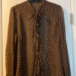Banana Republic Beautiful Chocolate Polka Dots Neck Tie Button Down Shirt